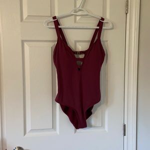 One piece maroon bathing suit size 10